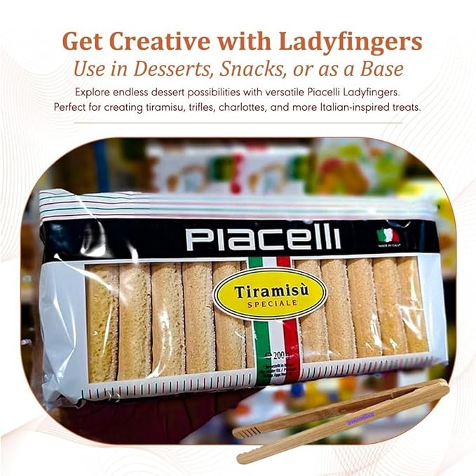 PIACELLI Ladyfingers Tiramisu Speciale - Authentic Italian Sponge Lady Fingers for Tiramisu ??Traditionally Baked Ladyfinger Cookies - 2 Pack (400g/14.11oz Each)