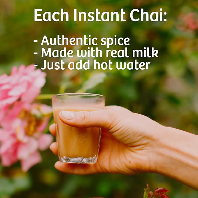 Tea India Chai Moments Cardamom Chai Tea Instant Latte Mix Flavorful Blend Of Premium Black Tea, Cardamom & Natural Ingredients Traditional Indian Tea Individually wrapped 10 Sachets