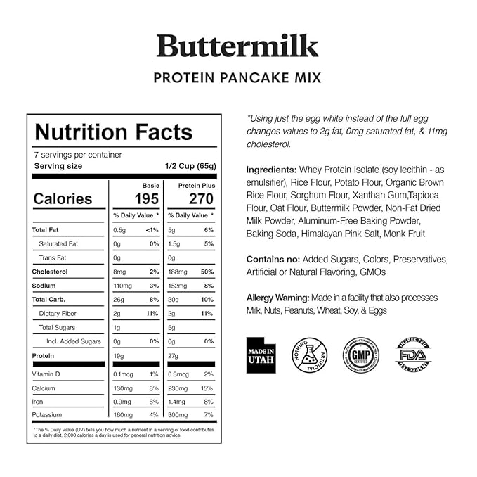 ProDough Shop Buttermilk Pancake and Waffle Mix - Gluten Free, Low Carb, High Protein Pancake Mix - Healthy Pancakes and Waffles for Breakfast or Snack