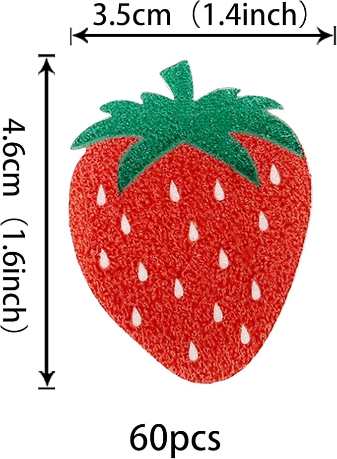 60 Pack Edible Sweet Strawberry Cupcake Toppers Rice Paper Wafer Paper First Birthday Strawberry Cake Picks for Fruit Baby Shower Berry Sweet Kids Birthday Cake Decorations