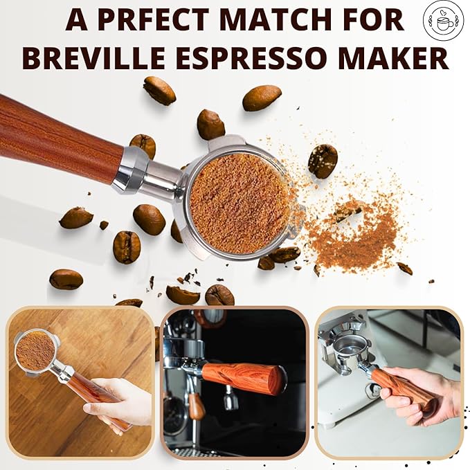Espresso Portafilter 54mm Bottomless Compatible with Breville Duo-temp, Infuser, Bambino, Barista Express, Barista Touch, and Barista Pro Espresso - Stainless Steel Filter Basked Included