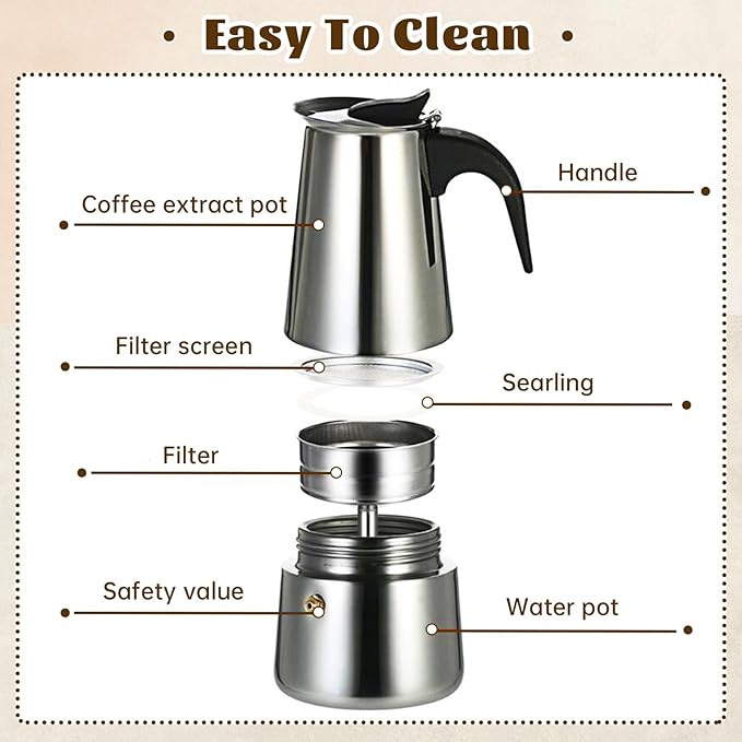 Espresso Machine, 6 Cups Stovetop Moka Pot, Portable Espresso Coffee Maker with Electric Stove, 110V