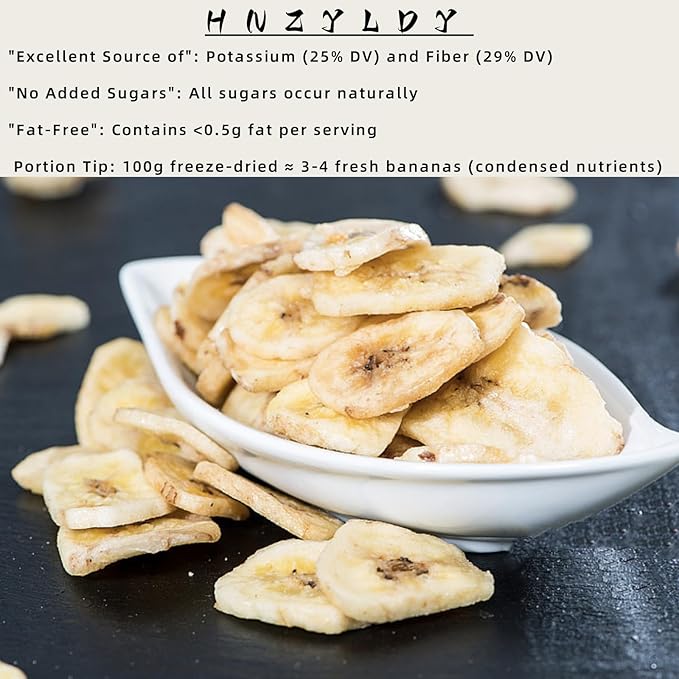 Freeze-Dried Banana Slices, 7oz (200g) No Sugar Added Crispy Dried Fruit Snacks for Hiking, Camping, Travel & On-the-Go Snack