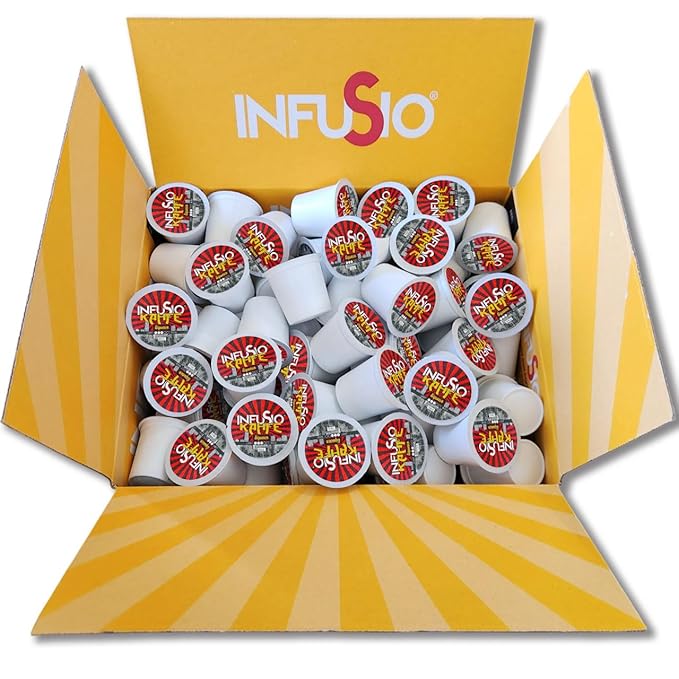 InfuSio Coffee Pods 96 Count Kahfe Liqueur Flavored Medium Roast Single serve Coffee pods for Keurig K Cups Brewers - InfuSio Premium Roasted Keurig 2.0 Compatible