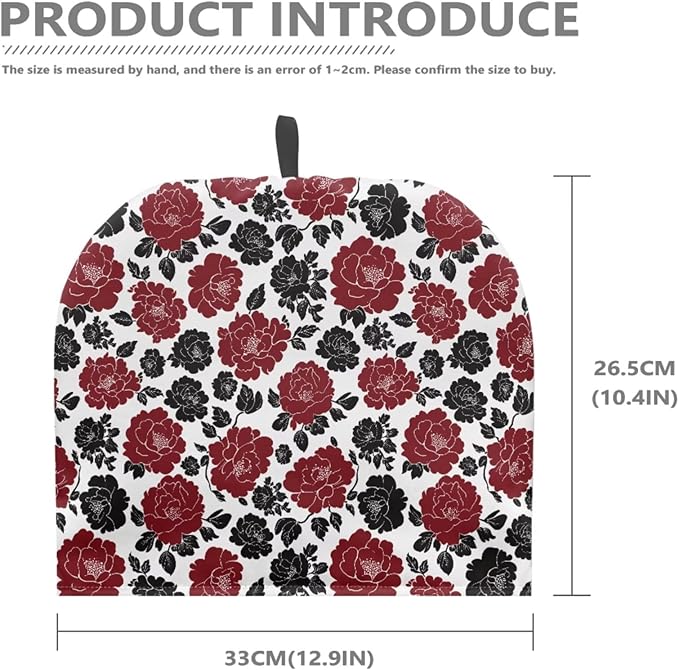 Rose Print Tea Cozy for Teapot Kettle Dust Cover Large Tea Cosy Insulation and Keep Warm Portable Easy to Clean Kettle Protective Suitable for Kitchens Hotels or Cafes