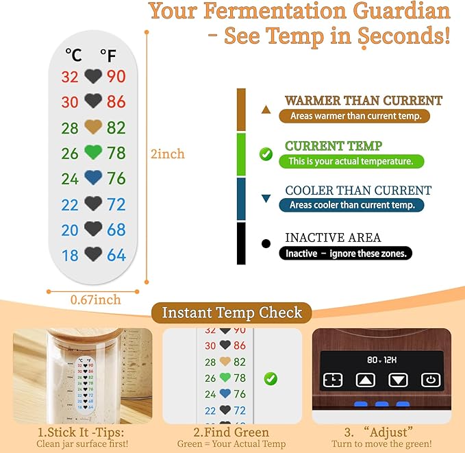 Sourdough Starter Warmer (70-100°F), 1°F Adjustable Sourdough Warming Mat, Waterproof Thermometer Strip, 12H Timer & Auto Shutoff, Safe for Home Bakers & Beginners (US Plug) - Wood Grain