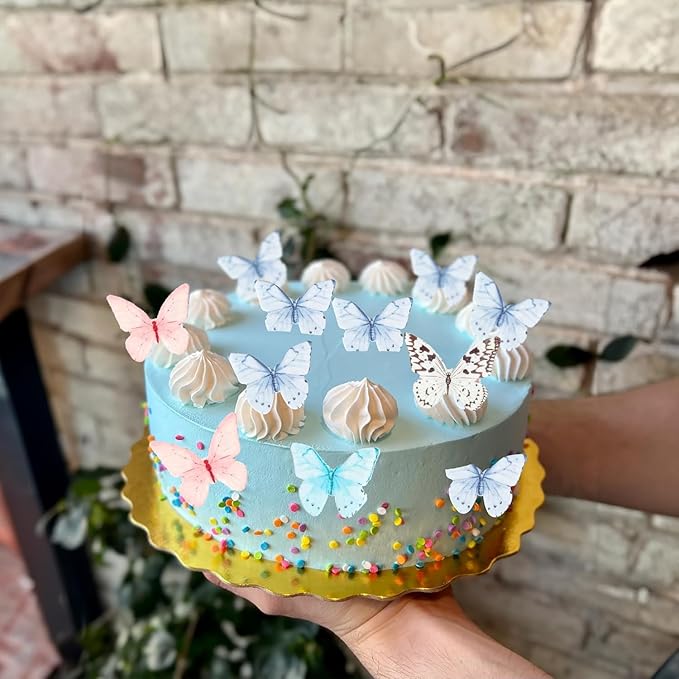 40Pcs Butterfly Cake Topper 3D Butterflies Edible Cupcake Decorations Mixed Color Girl Women Wedding Birthday Party Decorations