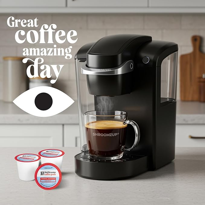 Shroomzup Mushroom Coffee K Cups 24 Pods - 10 Mushroom Coffee with Ashwagandha and Shilajit - Dark Roast Single Serve K-Cup Pods
