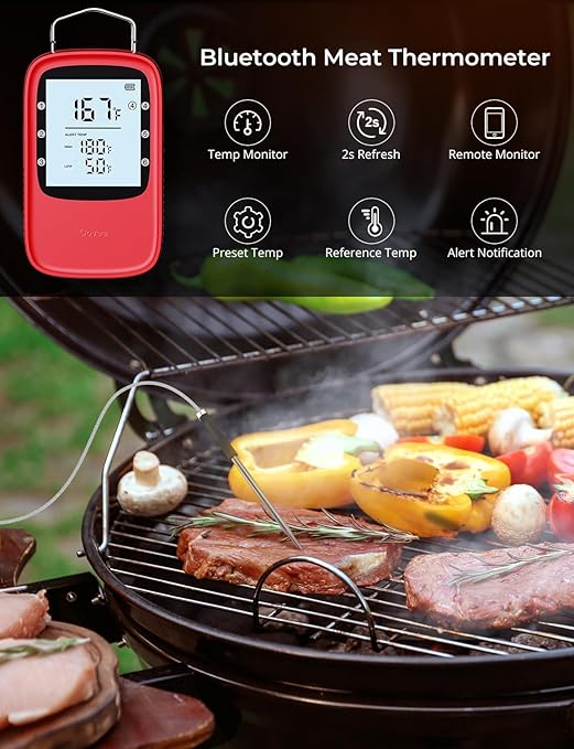 Govee Bluetooth Meat Thermometer, Digital Meat Thermometer for Smoker Oven, Grill Thermometer with 2 Probes, Timer Mode, Smart LCD Backlight BBQ Thermometer for Cooking Turkey Fish Beef