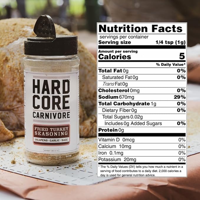 Hardcore Carnivore Limited Edition Fried Turkey Seasoning (11 oz Shaker) Texas-Made Blend for Turkey, Chicken Wings, Pot Pie and More