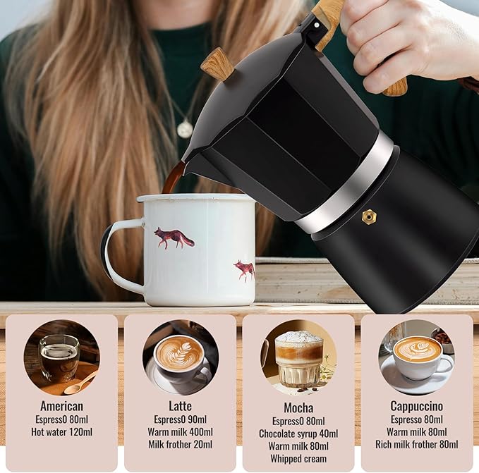 12 Cup Aluminum Moka Pot Classic Stovetop Espresso Coffee Maker 600ml 20oz Coffeemaker Percolator Mocha Pot Greca Coffee Maker Cafe Makers for Italian and Cuban Cafì±?Brewing Black