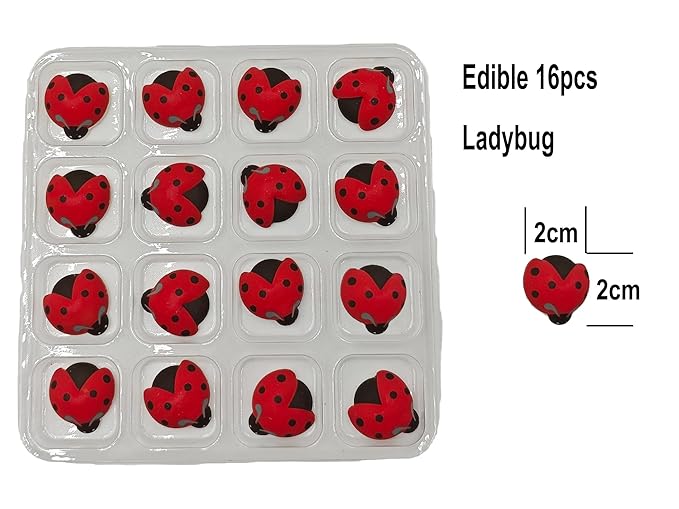 Edible 16pcs Insect Themed Ladybug Sugar Sprinkles Dessert sprinkles Cake Cupcake Toppers cookie Icing decorations for cake Decorating