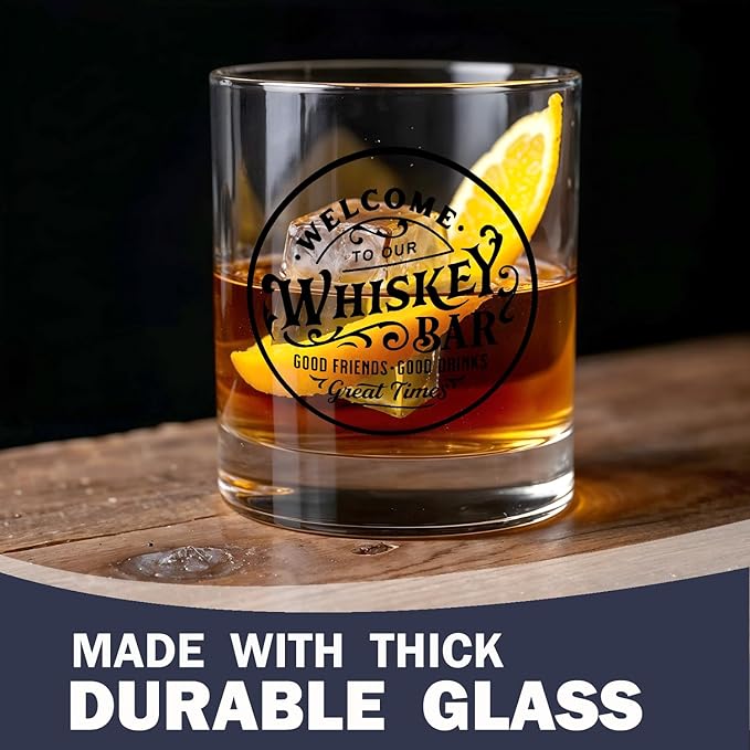 Whiskey Bar Glasses 10 oz, Whiskey Lovers Gifts, Whisky Gifts Old Fashioned Rocks Glasses for Women Men Drinking Scotch Bourbon Cocktail Liquor Vodka