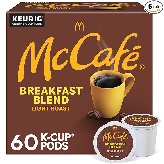 McCafe Breakfast Blend, Single Serve Coffee Keurig K-Cup Pods, Light Roast, 60 Count (6 Packs of 10)