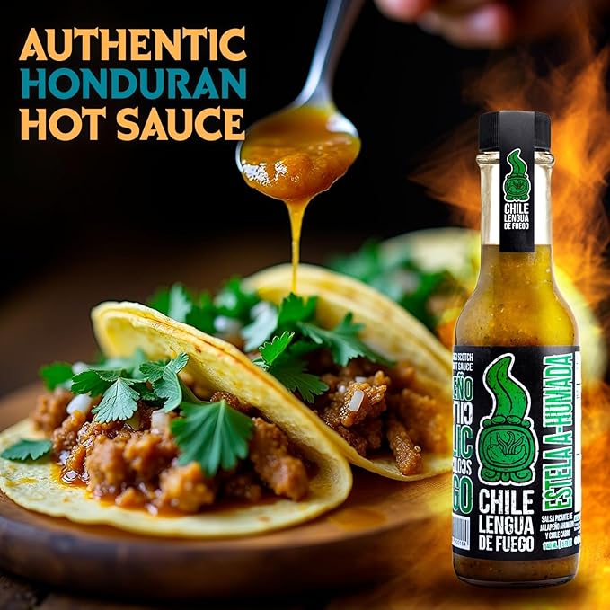 Hot Sauce | Chile Lengua de Fuego (Pack of 2, Estela A-Humada) – Medium Heat Smoky Salsa Verde with Jalapeño, Cilantro, Garlic & White Oak Smoke