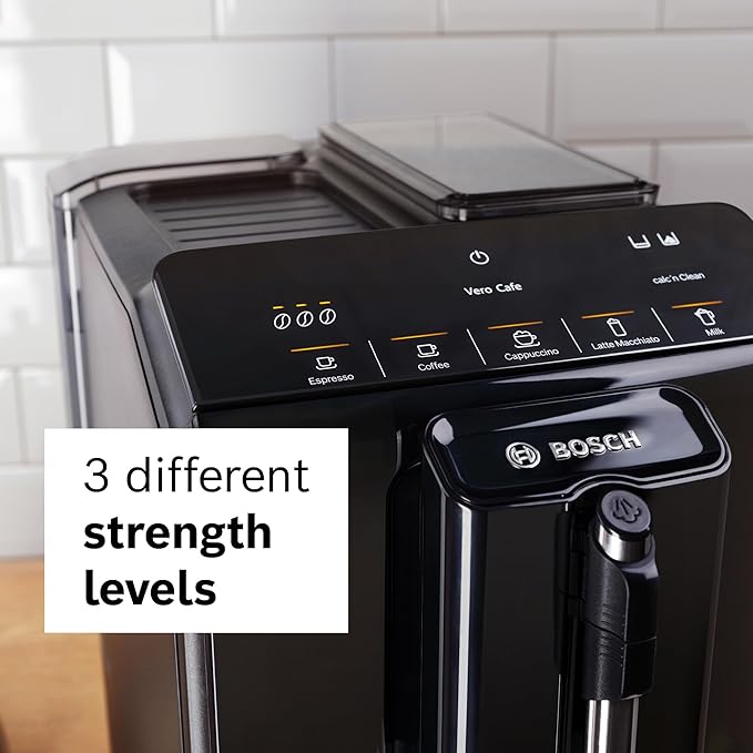 Bosch 300 Series Fully Automatic Espresso and Coffee Machine ??In-Cup Frother, OneTouch Milk Drinks, 5 Drink Options, Ceramic Grinder, Easy Clean & Descale, in Black TIU20109