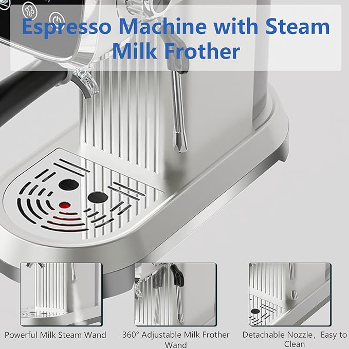 Espresso Machine with Steam Milk Frotherç«?0 Bar Expresso Coffee Machines for Home-Espresso Maker with 27 oz Water Tank-Barista Coffee Maker for Americano Cold Brew Latte Cappuccino