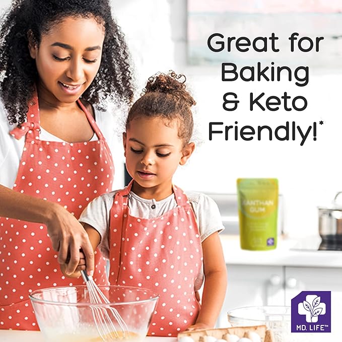 MD. Life Xanthan Gum for Baking Keto - 8oz ??100% Natural Xanthan Gum Powder - Keto Friendly & Gluten Free ??Carb Free Xanthan Gum for Baking, Food Thickener & Ice Cream Stabilizer