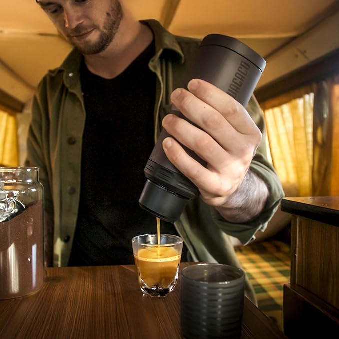 WACACO PIXAPRESSO, Coffee Machine Electric & Portable, With 4 Coffee Types & Fast Heat-Up, 3* 3000mAh Battery Up to 5 Cups, 20 Bar Portable Espresso Maker For Ground Coffee & NS Capsule, Dark Burgundy