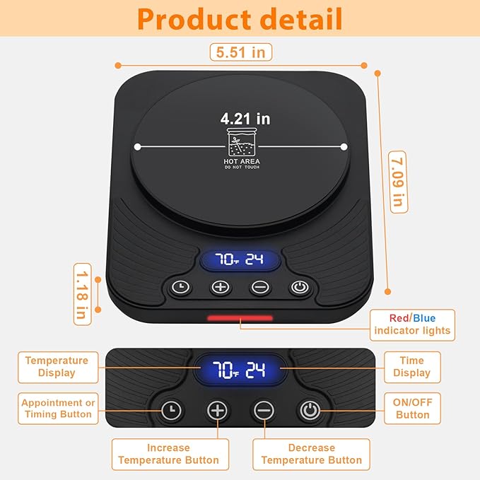 Sourdough Starter Warmer – Precise Thermostat (70-110°F), Intelligent Memory & 24H Timer Function for Home Baking & Fermented Dough (Black)