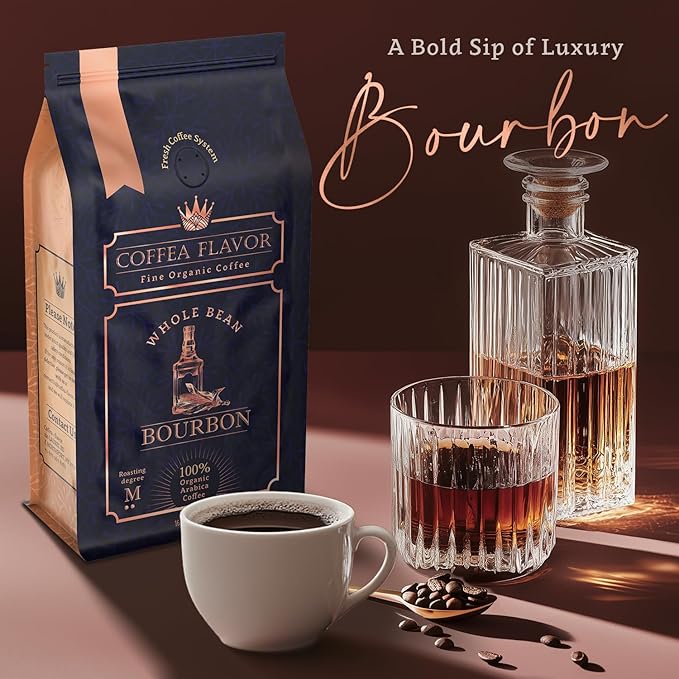 Bourbon Flavored Whole Bean Coffee ??100% Arabica, Single Origin, Medium Roast, Rich and Smoky Flavor, Naturally Sweetened ??Perfect for Cold Brew ??by Coffea Flavor