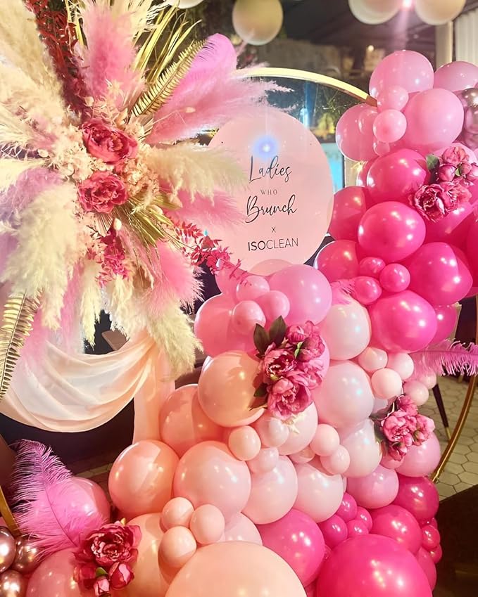 Pink Balloons Metallic Pink Balloon, 60Pcs 12Inch Chrome Deep Light Pearl Hot Pink Latex Balloons for Birthday Wedding Baby Shower Party Decoration
