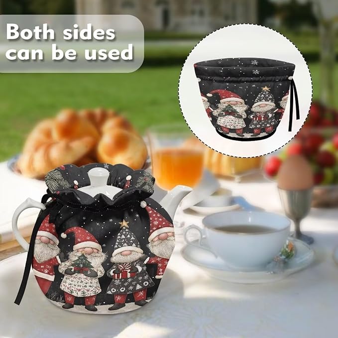 Christmas Gnome Tea Cozy for Teapot Insulated for Keeping Warm Kitchen Home Decorative Accessories Keep Warm Tea Kettle dust Cover for Machine Washable