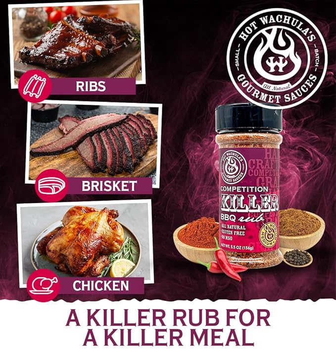 Hot Wachula?™s Killer Rub | Ultimate BBQ Rub Seasoning for Smokers and Pitmasters | World Champion Barbecue Seasoning for Smoking & Grilling | Great for for All Meats and Seafood | All Natural | No Added Fillers | No Silica Dioxide | No MSG | Gluten Free