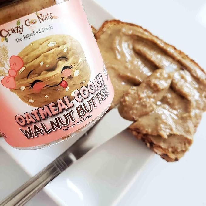 Crazy Go Nuts Walnut Butter Variety Pack - Plain w/Seal Salt, Maple, Oatmeal Cookie - Healthy Snacks, Keto, Vegan, Low Carb, Gluten Free, Superfood - Natural, Non-GMO, Omega 3 Fatty Acids (3-Pack)