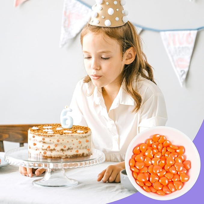 Kasvan 8.1Oz Orange Pearl Sprinkles, 6 Sizes Mix for Cake Decorating, 230g/8.1oz, Baking Cake Decorations, Ice Cream Toppings and Cookie Decorating, Wedding Party Chirstmas Supplies (Orange)