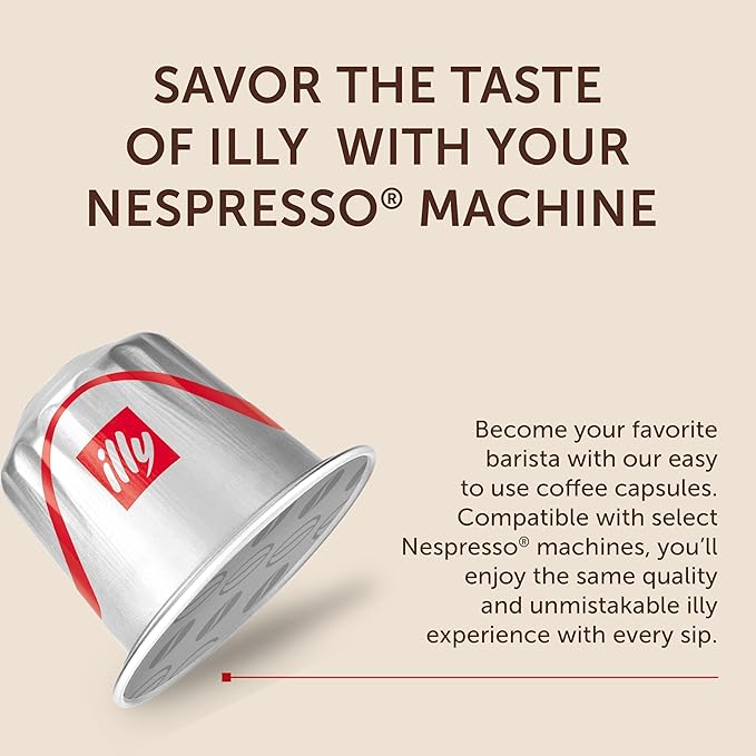 illy Aluminum Espresso Capsules - Compatible with Nespresso Machines - Classico Lungo Roast Coffee - Mild & Balanced - Notes Of Caramel, Orange Blossom & Jasmine - 10 Count (Pack of 5)