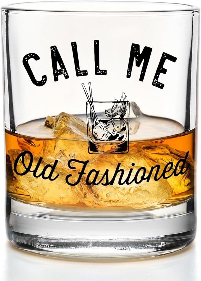 Call Me Old Fashioned Whiskey Glasses 10 oz, Gifts for Cocktail Lovers, Funny Old Fashioned Rocks Glasses for Women Men Drinking Scotch Bourbon Cocktail Liquor Vodka