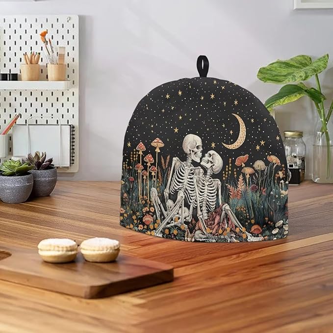 Skull Flower Teapot Cozy Keeping Warm Tea Pot Cover for Breakfast Warmer, Extra Thick Tea Cup Warmer Cozy for Women Gifts