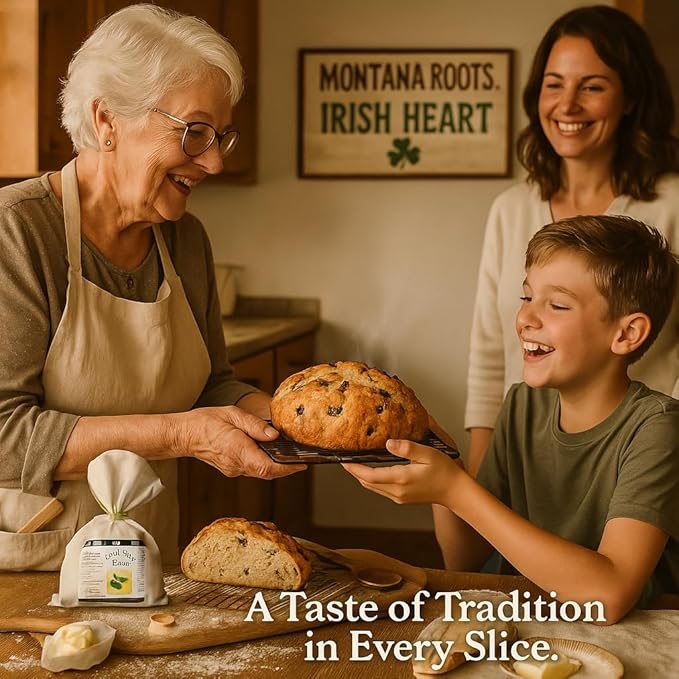 Bounty Foods Irish Soda Bread Mix 23 oz ??Handcrafted in Montana, Traditional Recipe, Rustic Artisan Quick Bread Kit in Western-Style Bag, Great for St. Patricks Day, Just Add Buttermilk or Water