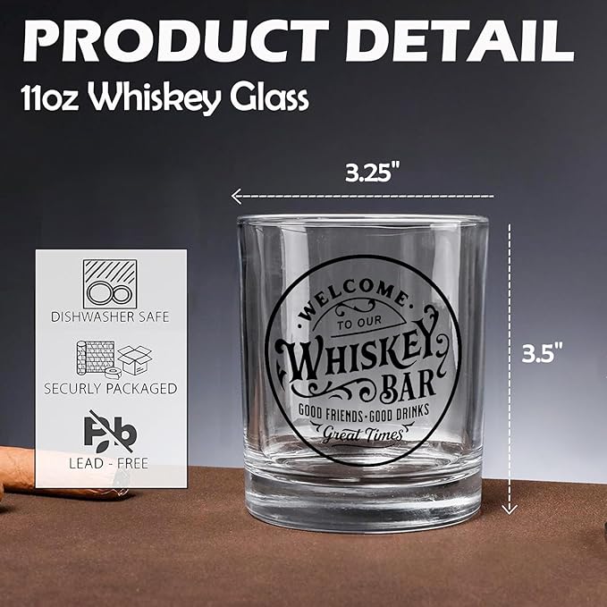 Whiskey Bar Glasses 10 oz, Whiskey Lovers Gifts, Whisky Gifts Old Fashioned Rocks Glasses for Women Men Drinking Scotch Bourbon Cocktail Liquor Vodka