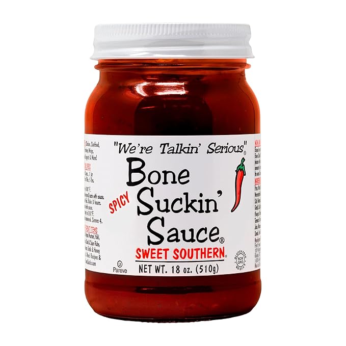 Bone Suckin' Sauce Sweet Southern BBQ Sauce, Gluten-Free, Non-GMO, Kosher, Sweetened with Cane Sugar & Molasses, All-Purpose Barbecue Sauce, For Ribs, Chicken, Pork, Beef (1 Count, Spicy Sweet Southern)