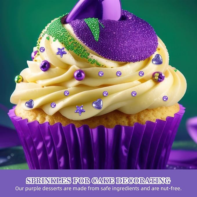 Kasvan Edible Pearl Sugar Sprinkles, Purple Sprinkles for Cake Decorating, 230g/8.1oz, Ice Cream Toppings and Cookie Decorating, Wedding Party Chirstmas Supplies (Purple)