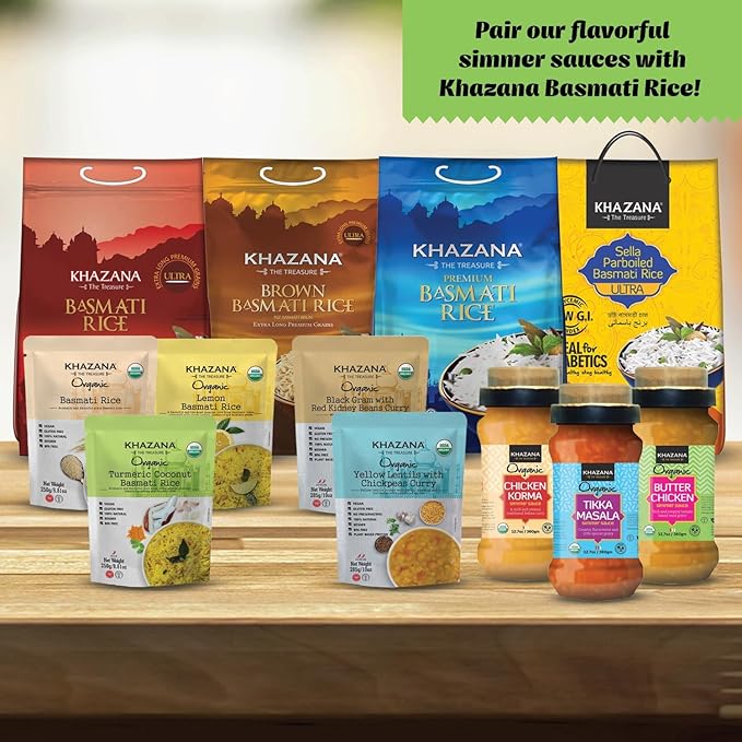 Khazana ORGANIC Butter Chicken Simmer Sauce - 6 x 12.7oz Jars | Non-GMO, Vegan, Gluten-Free, Kosher | Authentic Indian Meals Made Easy at Home!