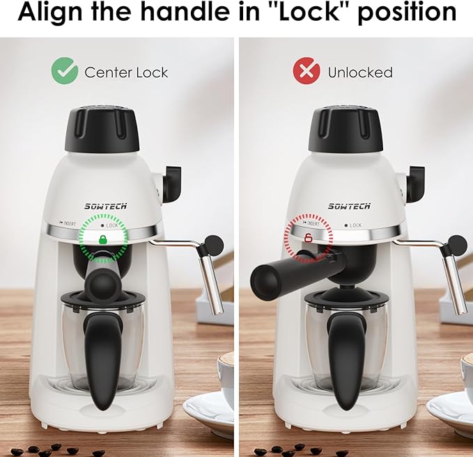 Coffee Machine, 3.5 Bar Espresso Cappuccino Machine with Milk Frother, 1-4 Cup Portable Coffee Maker for Latte, Cappuccino, 800W, White