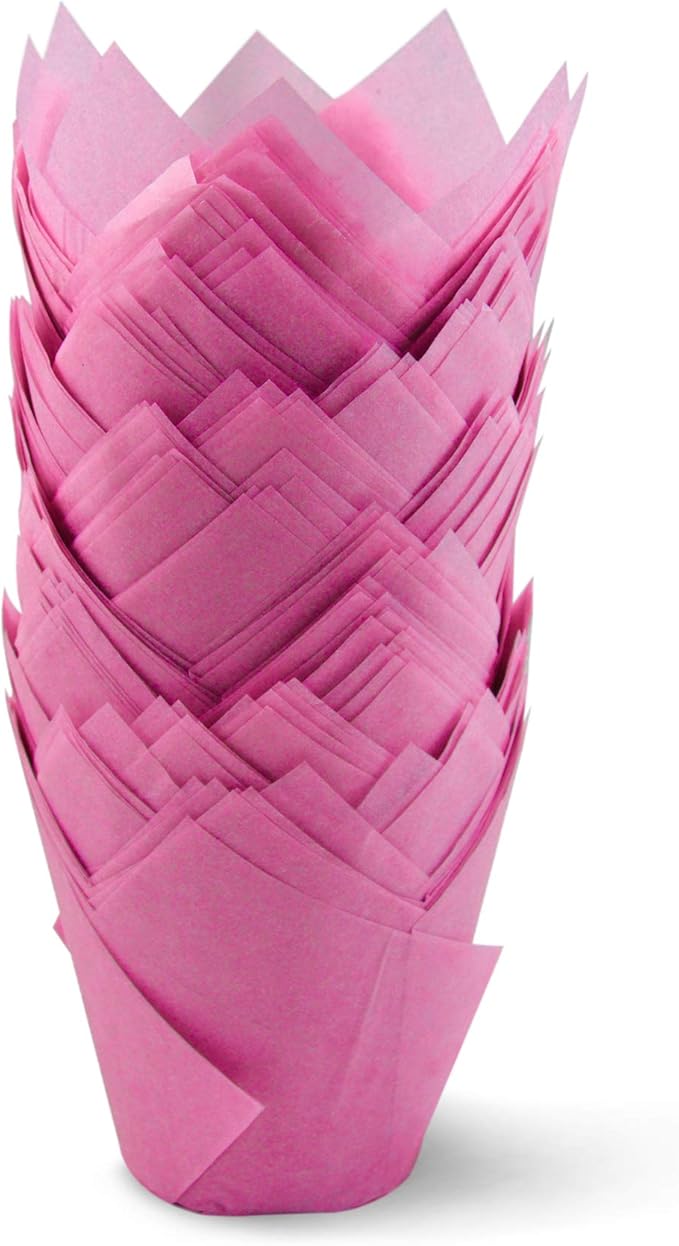 SimpleGood Pink Tulip Baking Cups Cupcake Liners Muffin Liners Greaseproof Paper 100