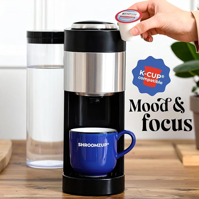 Shroomzup Mushroom Coffee K Cups 24 Pods - 10 Mushroom Coffee with Ashwagandha and Shilajit - Dark Roast Single Serve K-Cup Pods