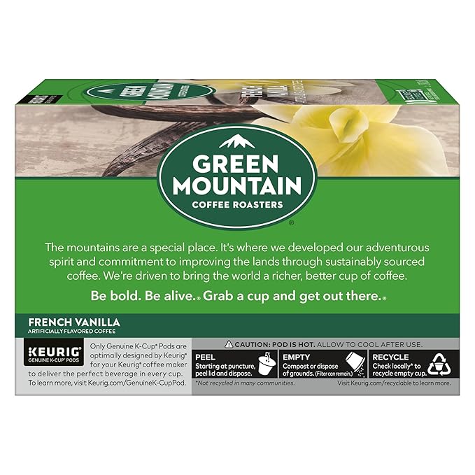 Green Mountain Coffee Roasters French Vanilla Keurig Single-Serve K-Cup pods, Light Roast Coffee, 60 Count (6 Packs of 10)