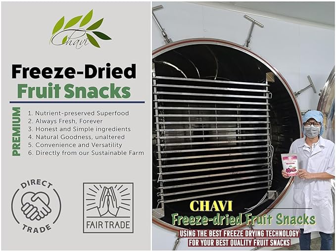 CHAVI Freeze-Dried Diced Dragon Fruit Snack - Pack of 2 x 2 oz - Healthy 1 Ingredient Superfood - No Added Sugars or Preservatives - Non-GMO, Vegan, Gluten-Free (Pack of 2)??,<div>