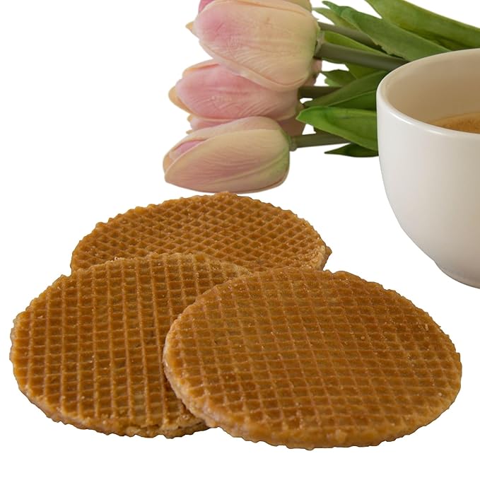 DeReuze Stroopwafels Gift Set – Authentic Caramel Waffle Cookies in Decorative Purple Tulip Tin – Gifts from Netherlands with Messages – Unique Food Gift for Any Occasion (Happy Birthday)