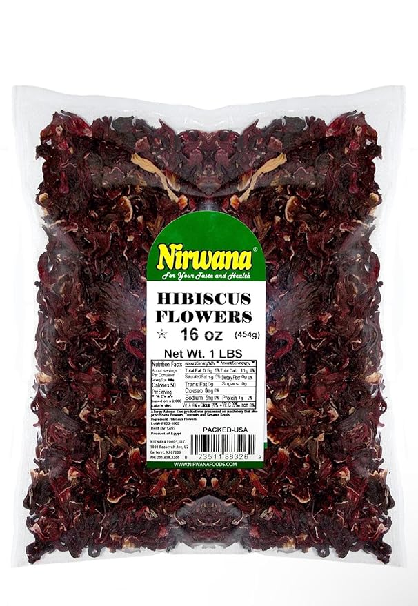 Premium Dried Hibiscus Flowers ??Whole Flower Petals for Herbal Infusions, Loose Leaf Blends, and Culinary Use ??Great with Dandelion Root, Raspberry Leaf, and More (16oz)