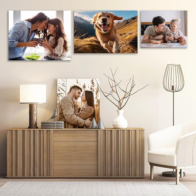 LADYPAW Ship Next Day Custom Canvas Prints with Your Photos (Framed 12x18) Personalized Photo Canvas Print Wall Art Customized Picture Gifts for Family/Pet/Wedding/Baby/Dog Home Decor & Keepsake