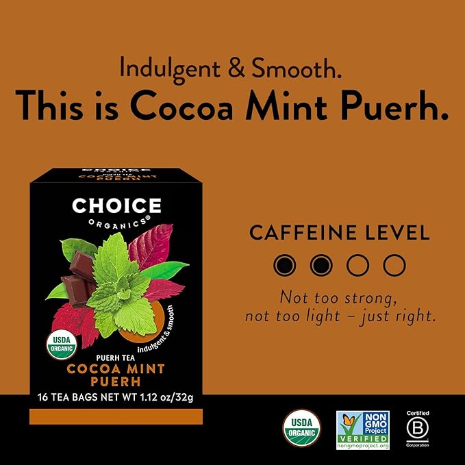 Choice Organic Teas - Mint Tea Variety Pack Sampler - Includes Peppermint, Mint Sage, and Cocoa Mint Puerh Organic Teas - 48 Tea Bags (Pack of 3)