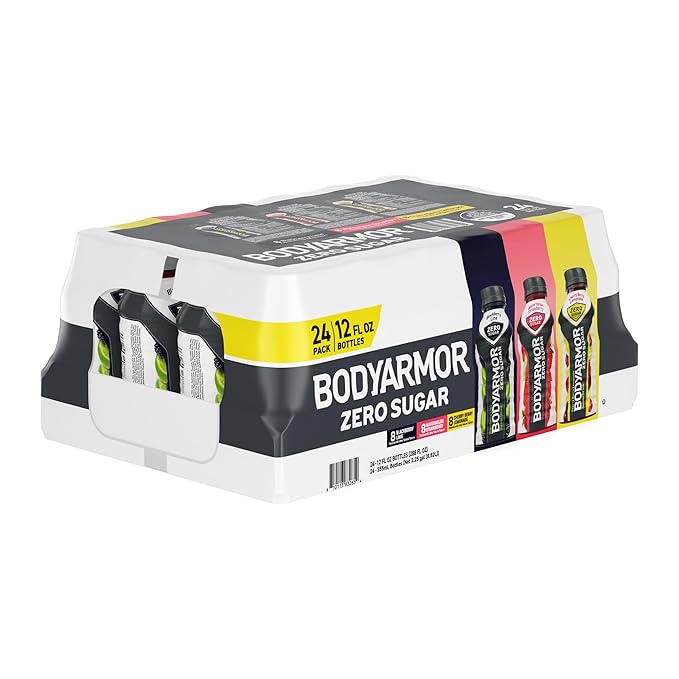 BODYARMOR ZERO Sugar Variety Pack, Sugar Free Sports Drink - Low-Calorie Hydration - Natural Flavors with Potassium Packed Electrolytes, Antioxidants, and B-vitamins, 12 fl oz (Pack of 24)