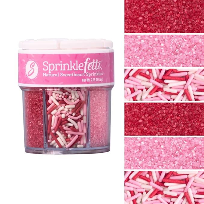 Sweets Indeed Sprinkles 6 Cell Edible Sprinkle Mix Jimmies Perfect for Cake Decorations Baking Ice Cream Cookies Cupcake Topper (Sweetheart)