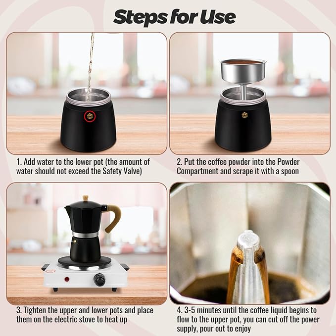 12 Cup Aluminum Moka Pot Classic Stovetop Espresso Coffee Maker 600ml 20oz Coffeemaker Percolator Mocha Pot Greca Coffee Maker Cafe Makers for Italian and Cuban Cafì±?Brewing Black